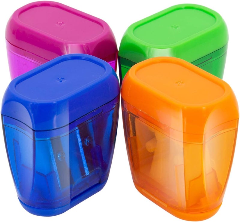 KIDMEN Manual Pencil Sharpeners,2 Holes Compact Sharpener with Lid for Kids, School and Office-12 Pack - Image 4